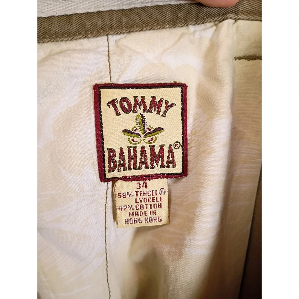 Coastal Tommy Bahama Mens 34 Khaki Pleated Tencel Cotton Chino Pants
